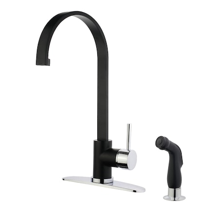 Gourmetier Concord Single-Handle Kitchen Faucet W/Side Sprayer, Black/Chrome LS8717DLSP